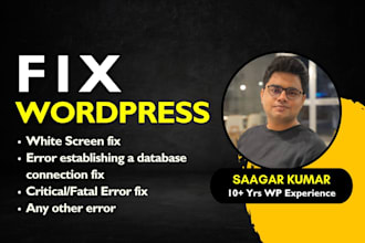 fix wordpress issues, wordpress critical error, fix elementor or fix woocommerce