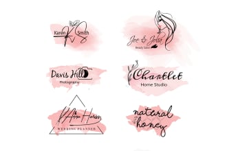 design feminine, watercolor, signature logo with branding kit