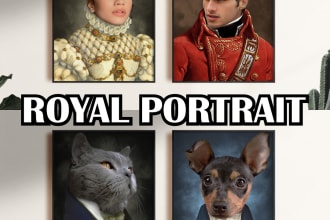 custom pet or person portrait with royal costume