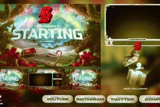 create an impressive twitch overlay, logo, alerts package