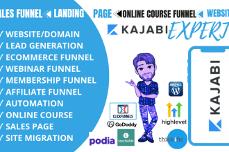 be your kajabi expert, VA on sales funnel,website, online course, website design