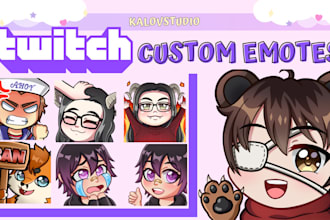 draw cute custom twitch emotes or sticker for discord