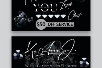 design thank you card, postcard, loyalty card etc