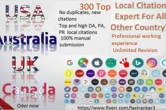 do USA,UK,canada,australia 200 best local listing or citation