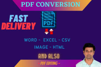 convert PDF to excel or CSV and scan images to excel