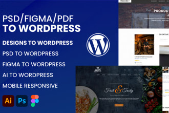 convert psd, xd, figma to wordpress using elementor or wpbakery page builder