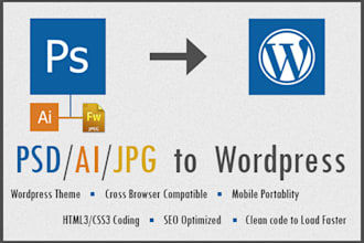 convert psd to html or psd to wordpress theme customization