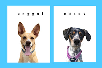 draw your dog or any pet into cartoon vector portrait