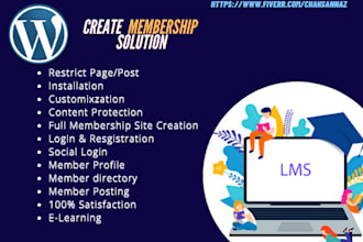 design wordpress membership website with learndash and lms
