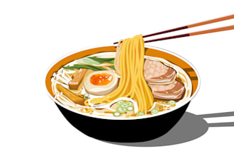 drawing noodles in vector illustration