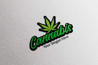 design flat minimalist basic cannabis logo