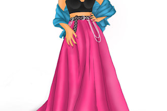 draw a collection of fashion illustration and portfolio
