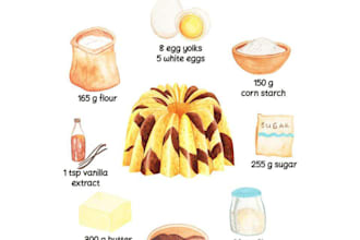 draw food recipe using watercolor illustration