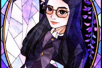 draw colorful stained glass style art for commercial use