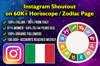 give an instagram shoutout on my 100k italian horoscope page