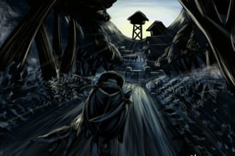 create a digital hand drawn semi realistic illustration