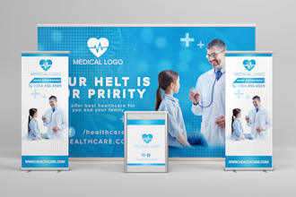 design tradeshow booth event backdrop, roll up banner table cover for exhibition