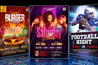 do flyer, poster, brochure, and banner design