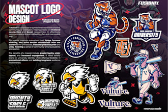 design custom sports mascot logo for college, esports, teams n merchandise