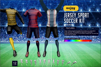 do custom soccer kit jersey 3d mockup