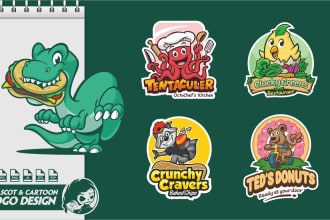 create cartoon logo design, brand mascot, animal and food character illustration
