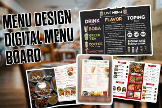 design menu for coffee, bubble tea shop, cafe, restaurant