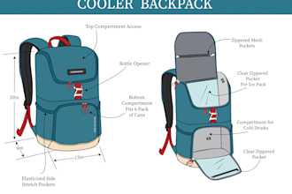 design all types of bags technical drawings and tech packs