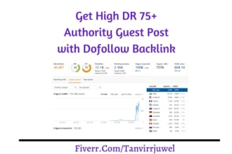 publish guest post on DR 75 sites with dofollow backlink 650k traffic