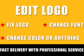 edit, recolor, change font, vectorize, make transparent logo