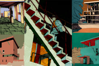 draw architectural sketches of buildings