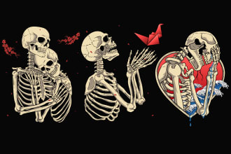 draw you a skeleton and skull design