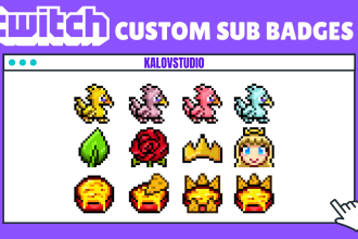 create custom pixel art twitch sub badges, bit badges