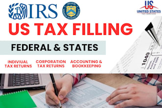 prepare and efile US tax returns personal and business 1040, 1120 and 1065