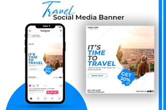 do a professional travel agency social media banner design