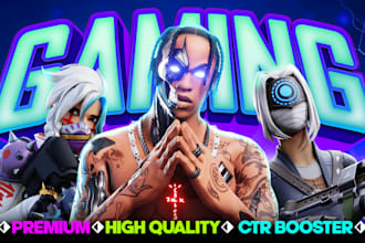 design premium gaming youtube thumbnail