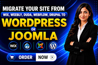 migrate, convert, duda, wix, drupal, webflow to wordpress or joomla