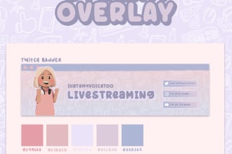 design cute twitch overlays, banners and panels