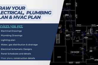 draw electrical plan, plumbing plan, floorplan, mep drawings, electrical layout
