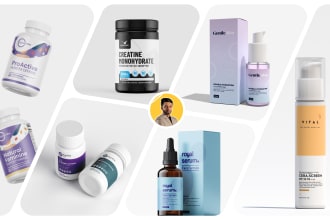 design minimalist cosmetic and supplement label packaging