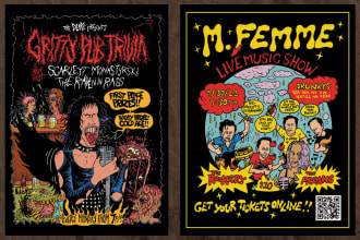 draw the dopest flyers and cartoons for your event