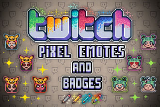 emotes and sub badges in pixel art for twitch or discord