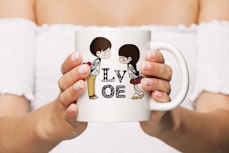 create a custom coffee mug design or coffee cup design