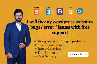fix any wordpress websites bugs, errors, issues with support