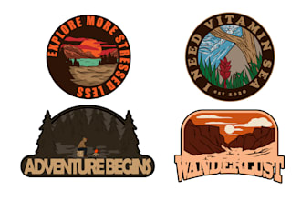 create hand drawn outdoor or adventure design t shirt, logo