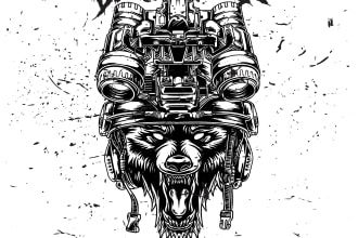 design illustration, skull, army and tactical soldiers