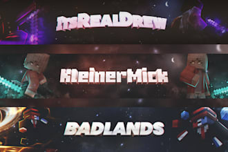 design a professional minecraft banner for youtube