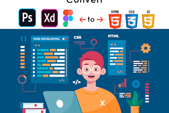 convert PSD to html, xd to html, figma to html, responsive