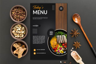 design an amazing  restaurant menu,food menu, service menu and menu board design