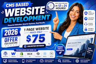 develop a cms website using wordpress, webflow, shopify, wix and squarespace