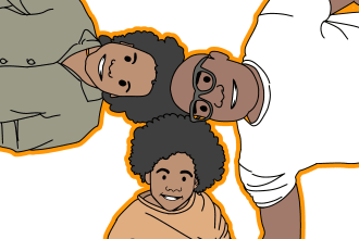 draw a minimalist cartoon of a couple, family or group